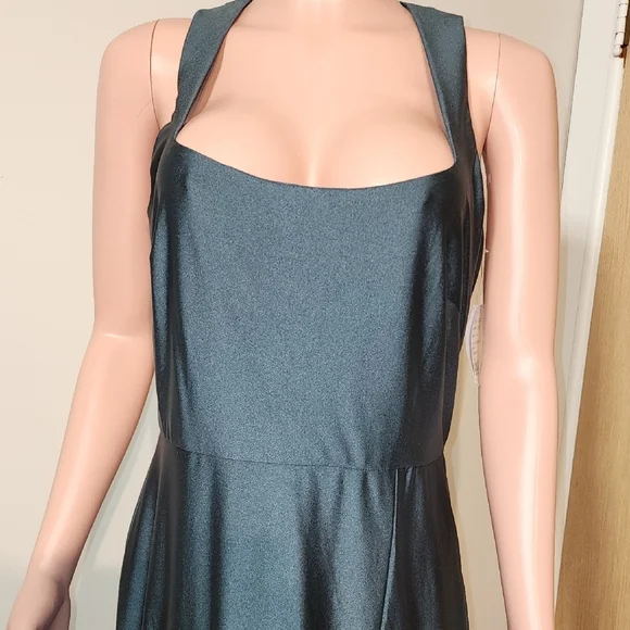 Green Sleeveless Square Neck Maxi Sundress